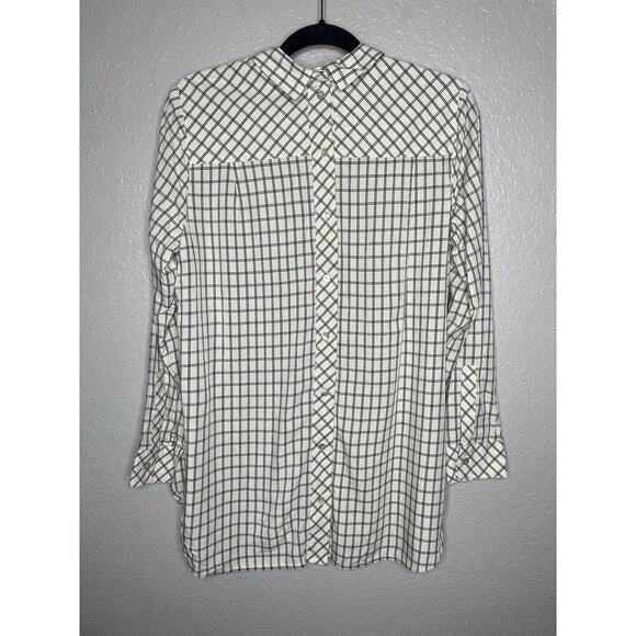 J.Jill Button Down Back Windowpane Shirt Size Small Collared Lagenlook Rayon - Picture 2 of 13